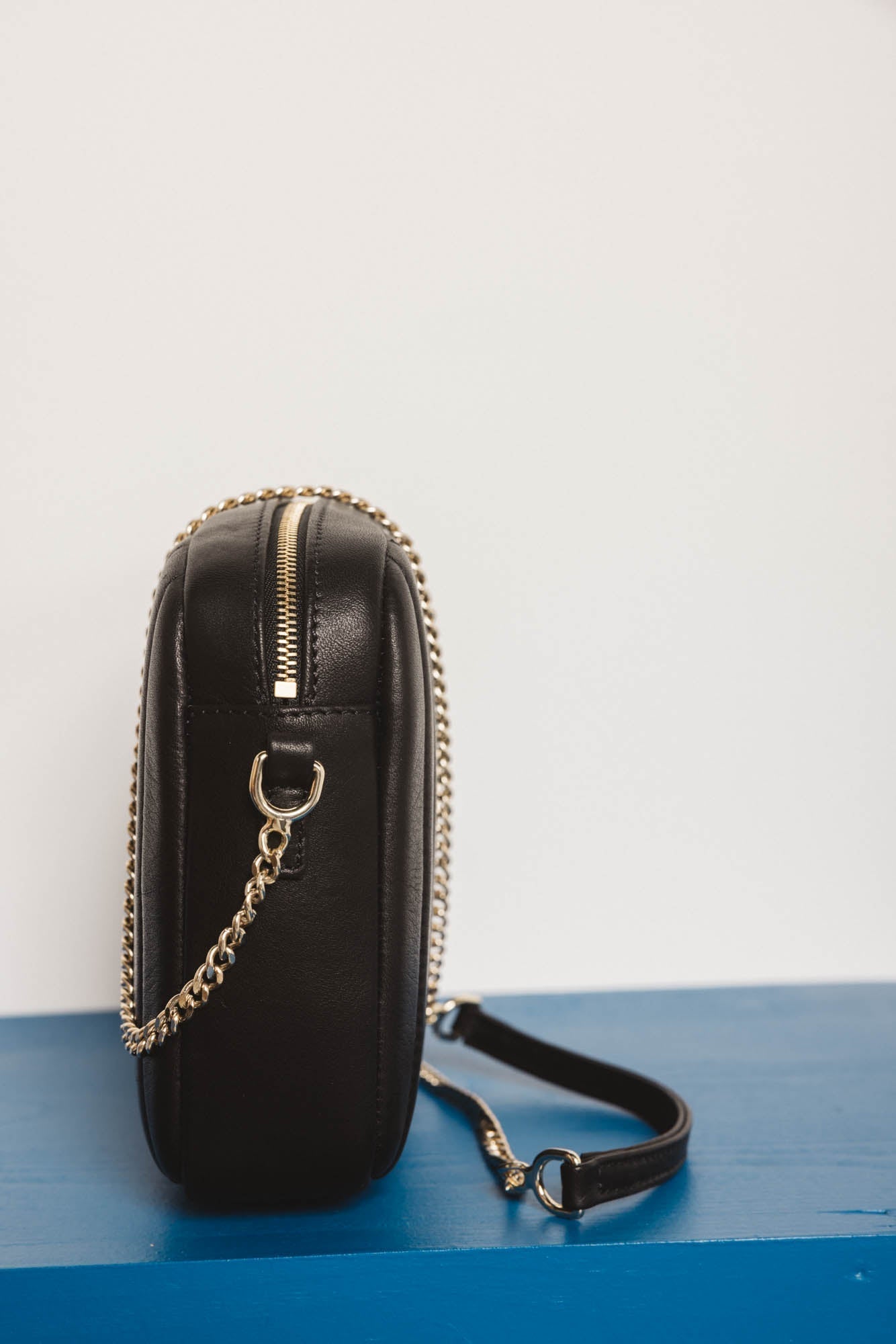 Sac Grand César noir lisse chaine amovible