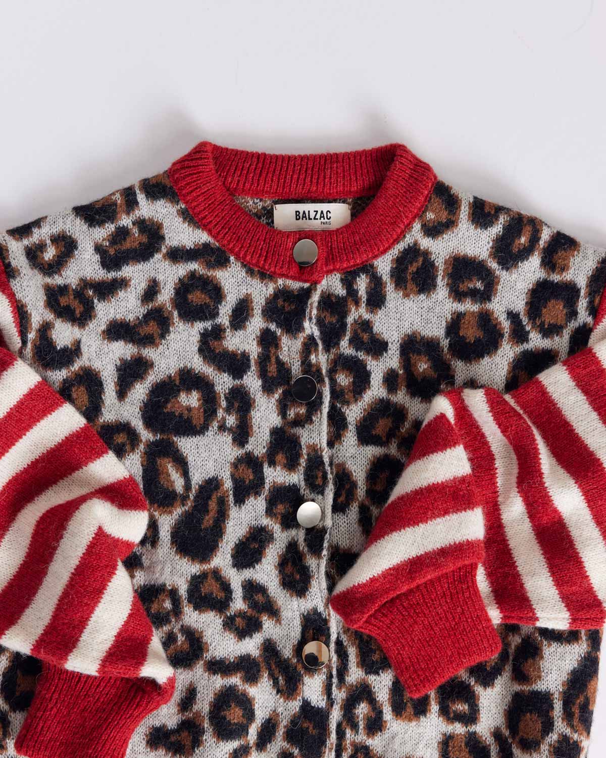 Cardigan Idole rouge et léopard