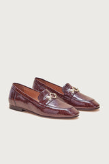 Mocassins Flavie embossé vernis chocolat