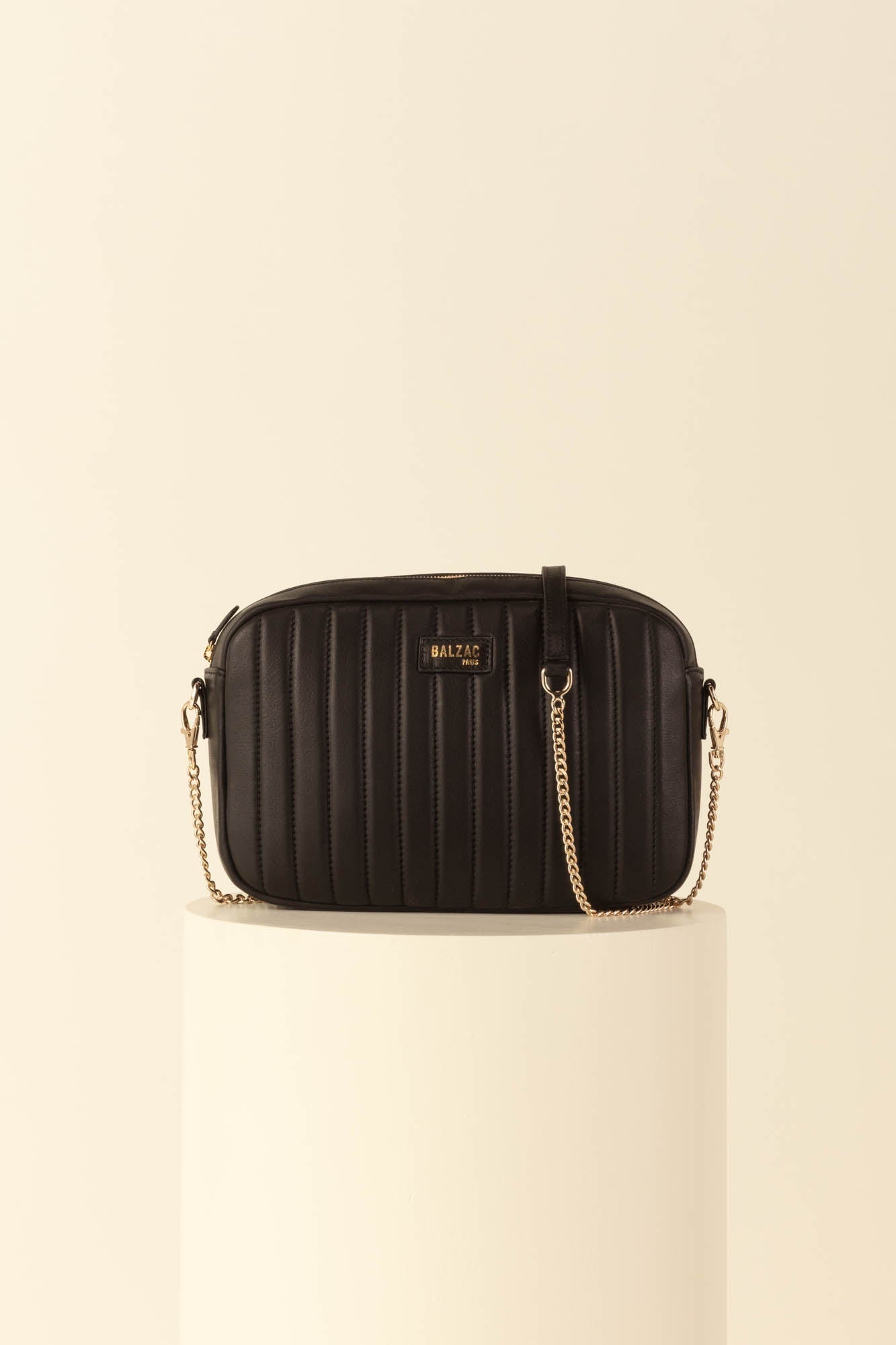 Sac Grand César noir lisse chaine amovible