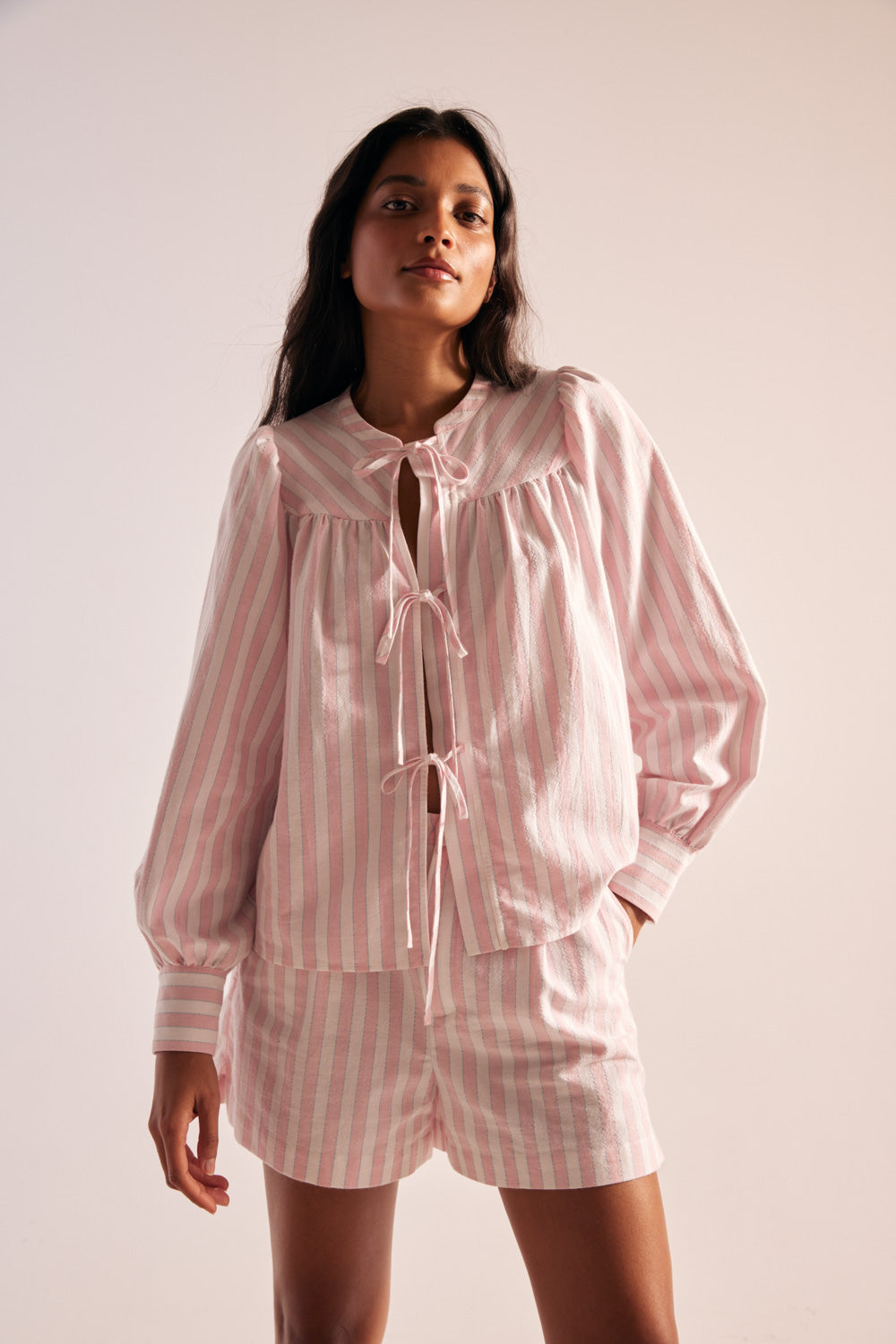 Chemise Josefina rayures rose et blanc