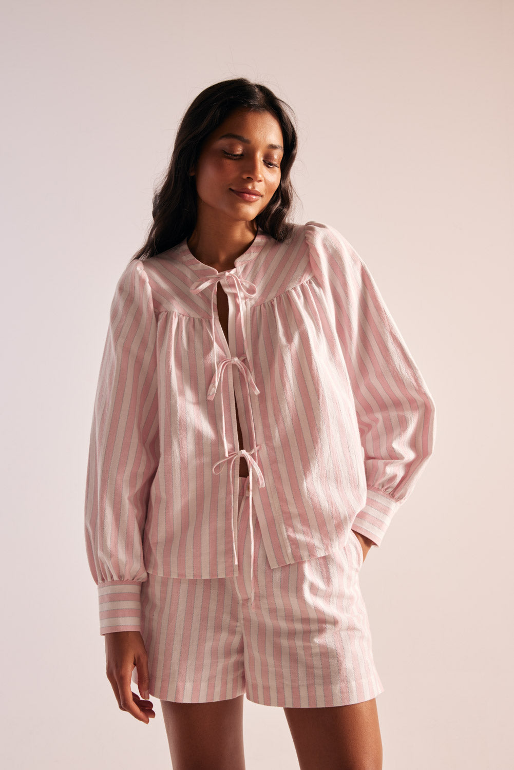 Chemise Josefina rayures rose et blanc