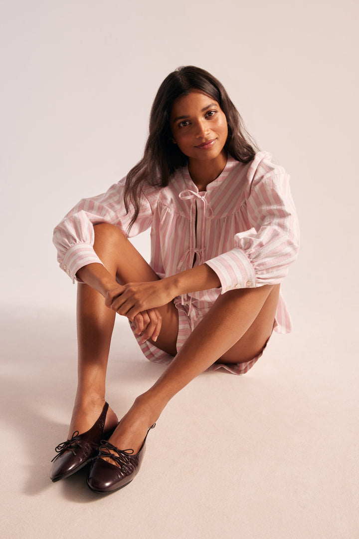 Chemise Josefina rayures rose et blanc