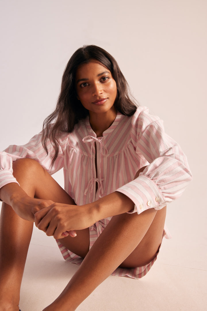 Chemise Josefina rayures rose et blanc