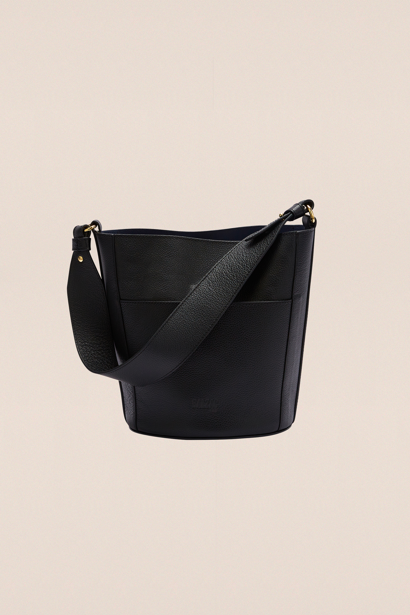 Sac Sofia grainé noir intérieur marine