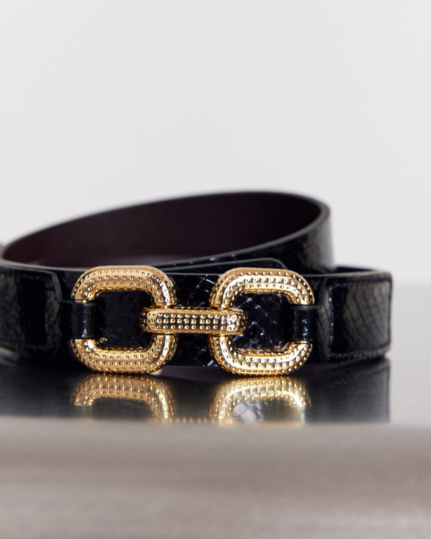 Ceinture Céane vernis embossé noir