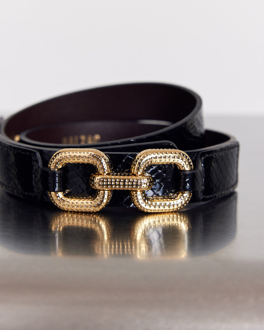 Ceinture Céane vernis embossé noir