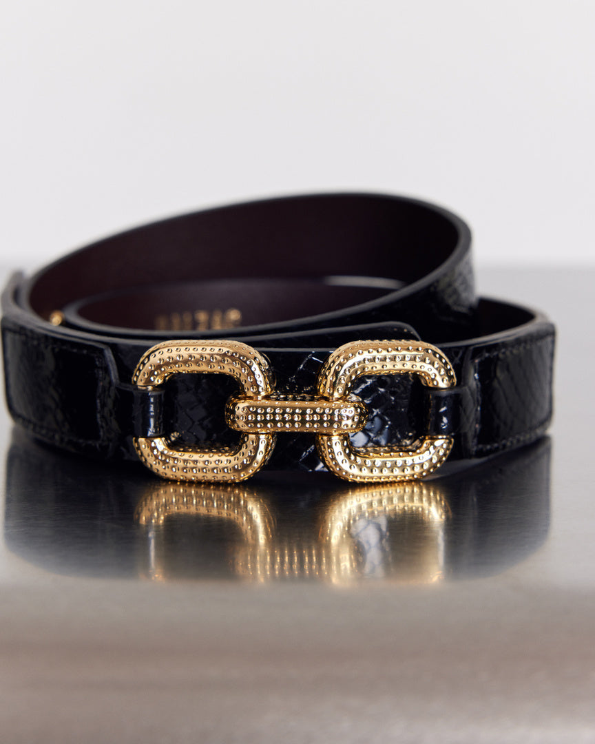 Ceinture Céane vernis embossé noir