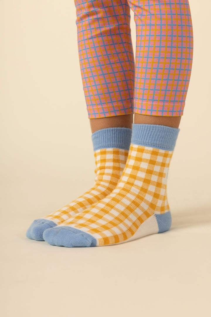 Chaussettes Fricadelle carreaux jaune