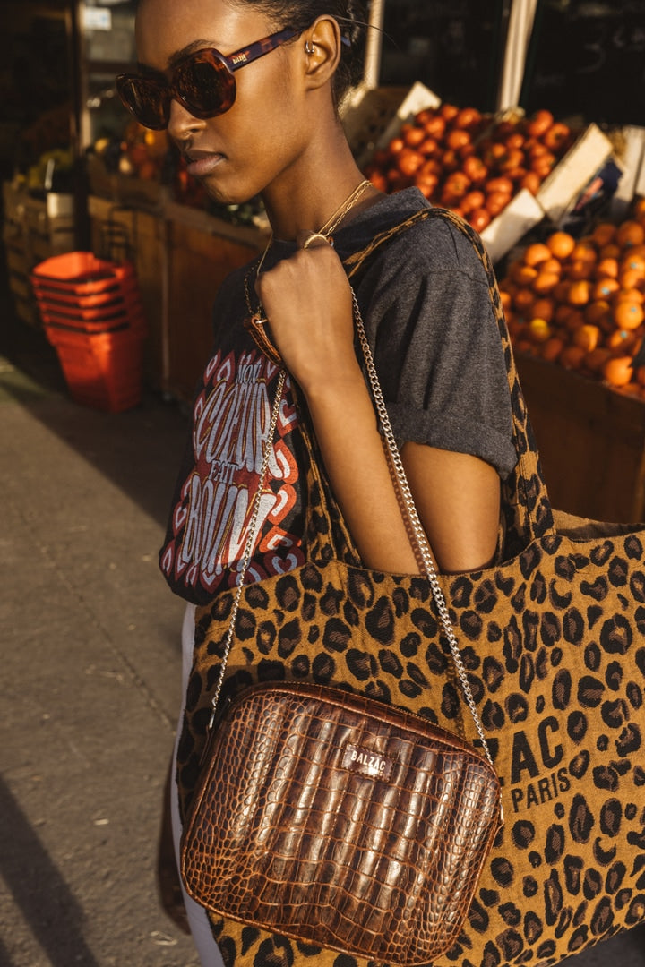 Sac César cognac embossé