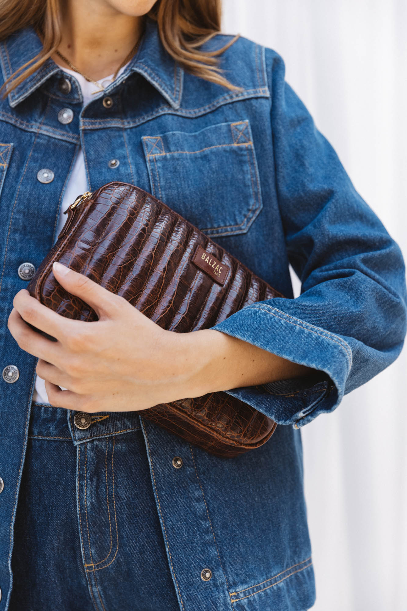 Sac Grand César cognac embossé