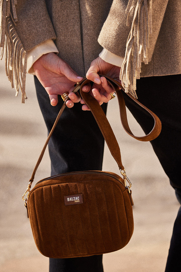 Sac César croûte de cuir chocolat