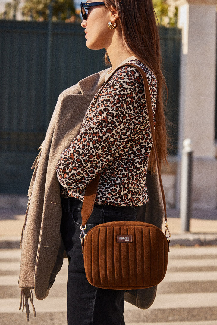 Sac César croûte de cuir chocolat