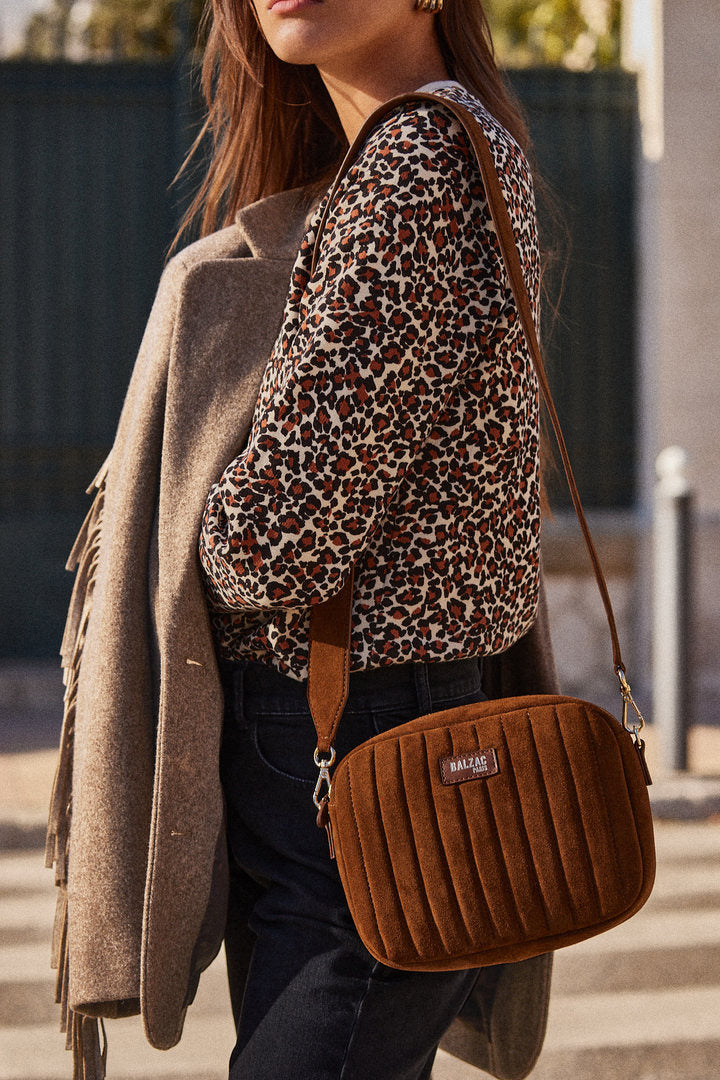 Sac César croûte de cuir chocolat