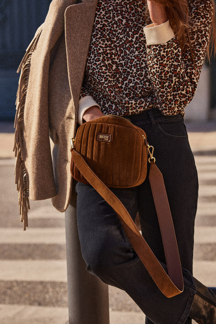 Sac César croûte de cuir chocolat