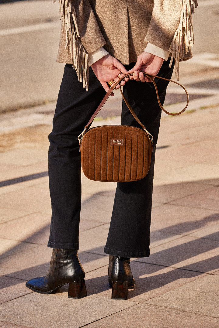 Sac César croûte de cuir chocolat