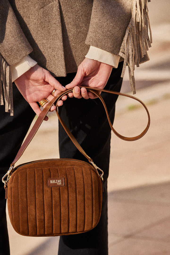 Sac César croûte de cuir chocolat