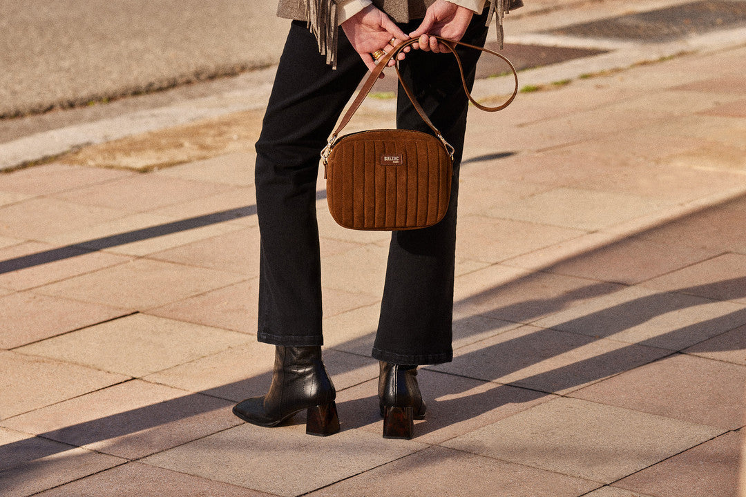 Sac César croûte de cuir chocolat