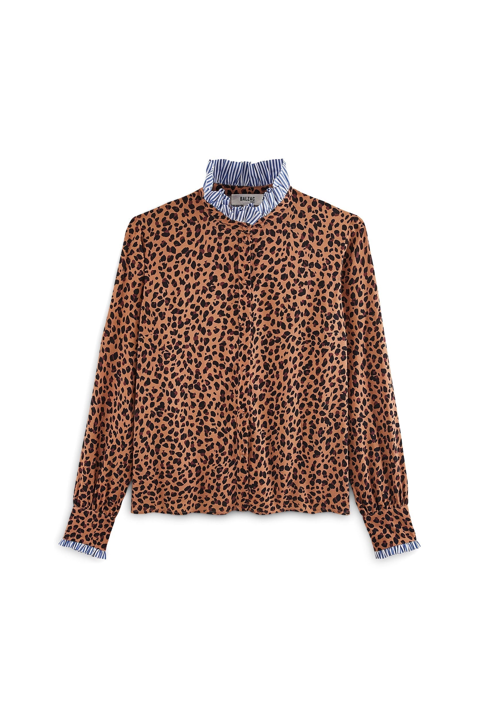 Chemise Mina léopard et rayures bleu