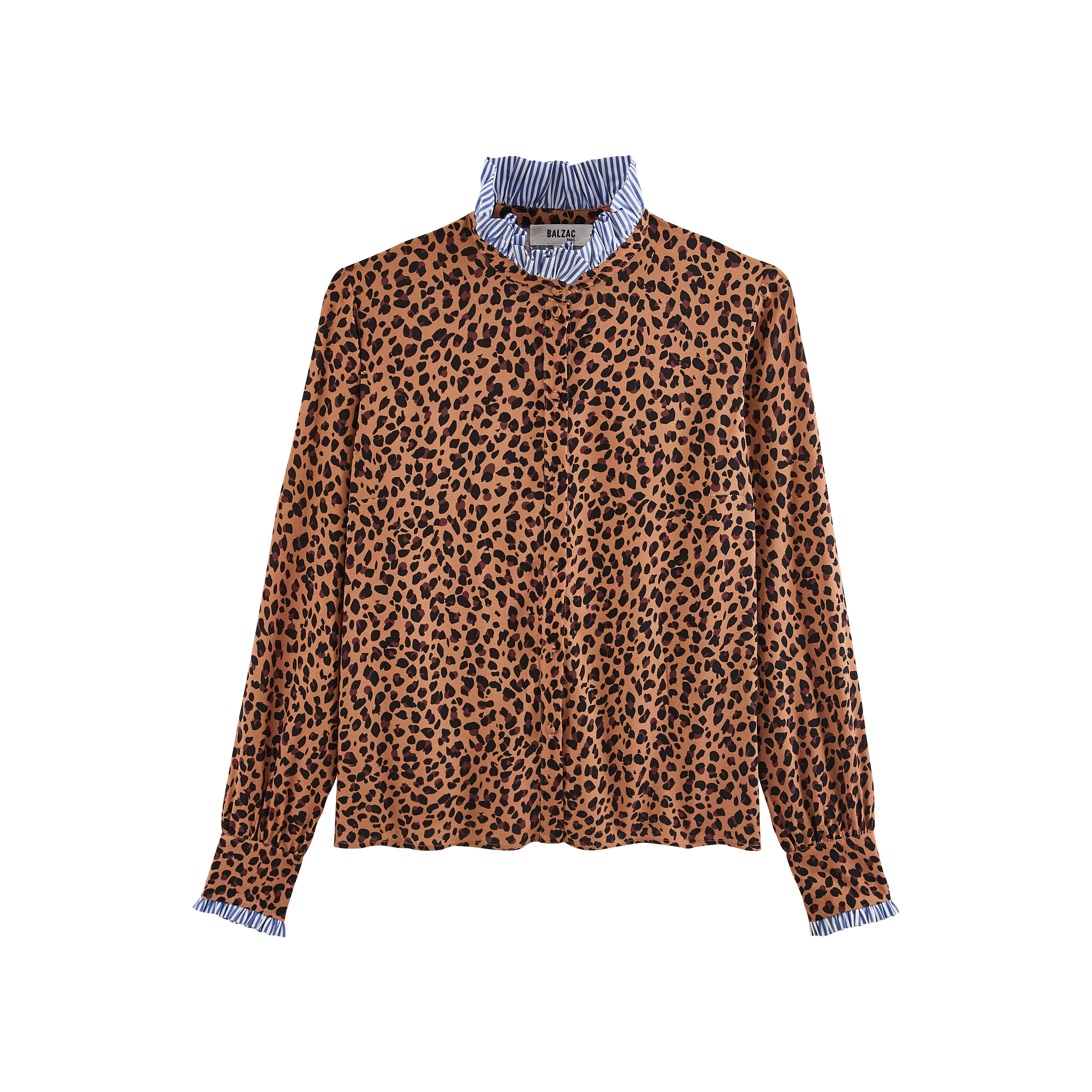 Chemise Mina léopard et rayures bleu