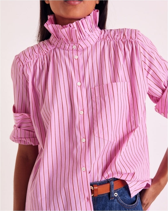 Chemise Leonor rayures rose et rouge