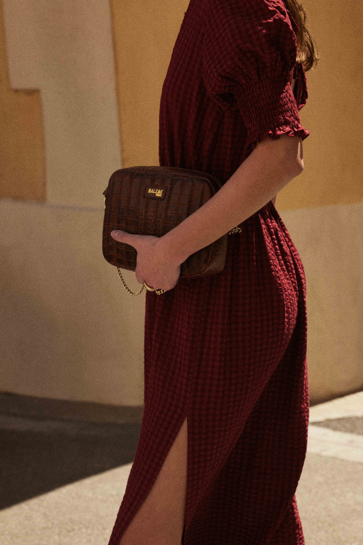 Sac César cognac embossé