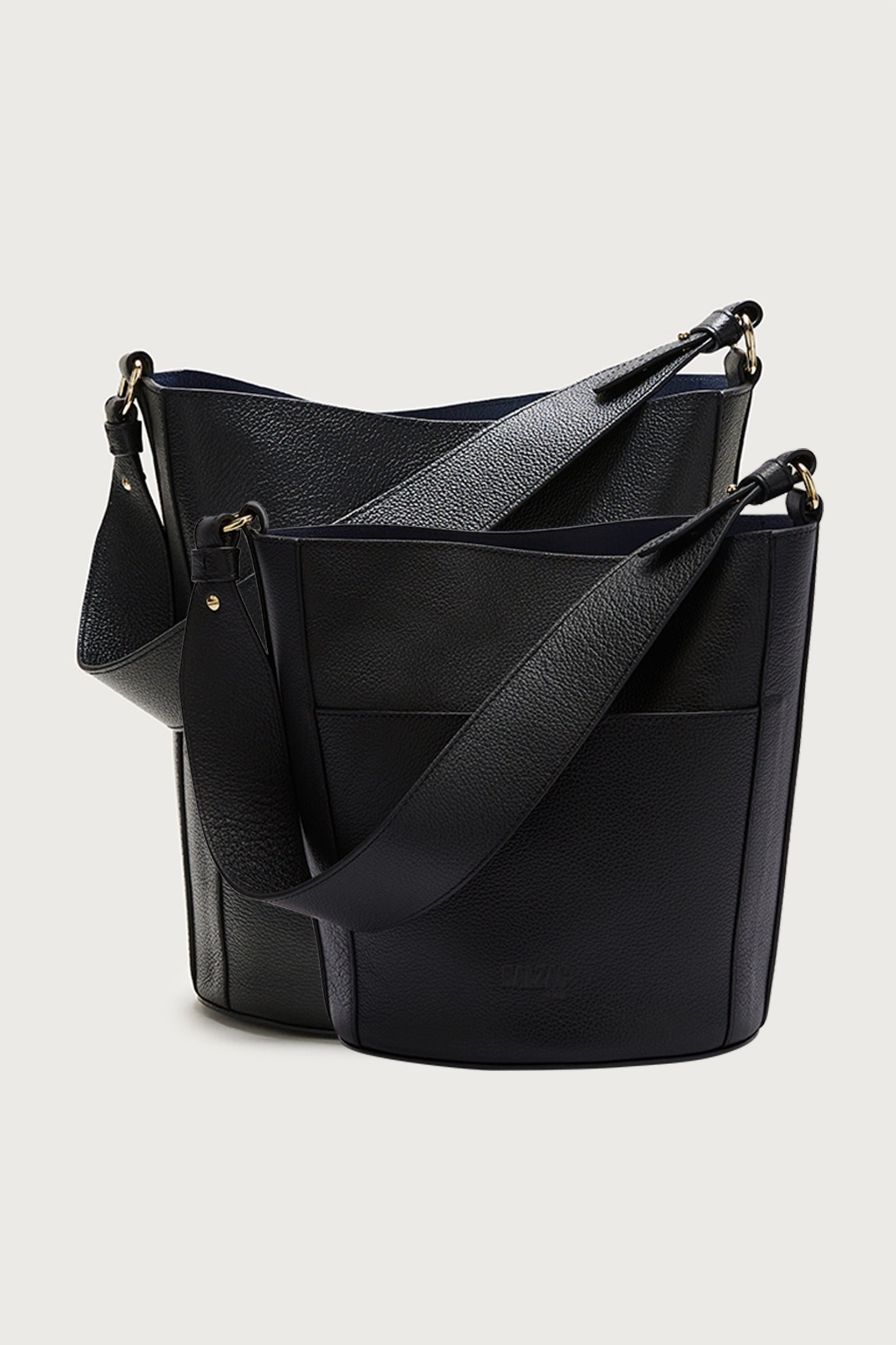 Sac Sofia grainé noir intérieur marine