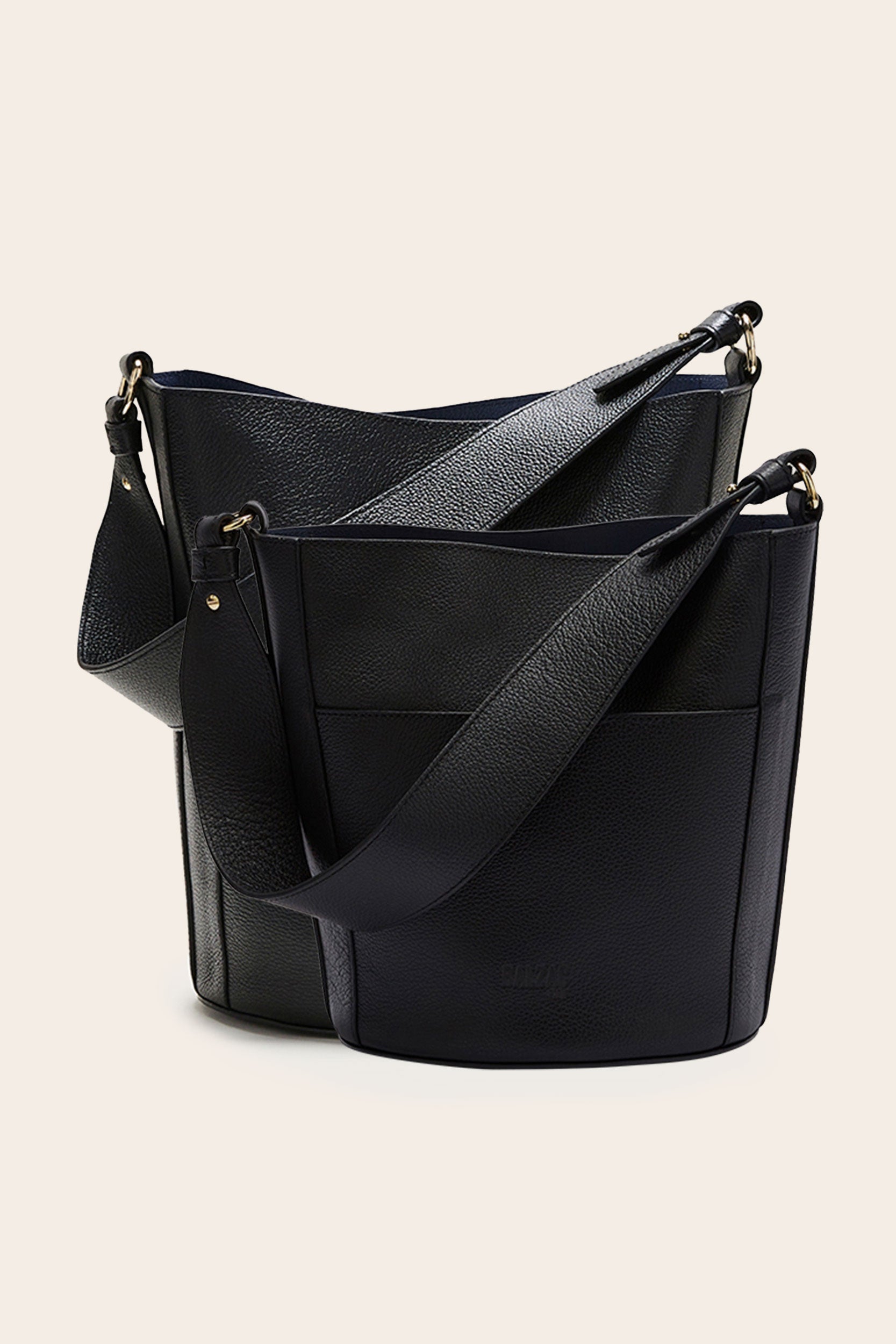 Sac Grand Sofia grainé noir intérieur marine