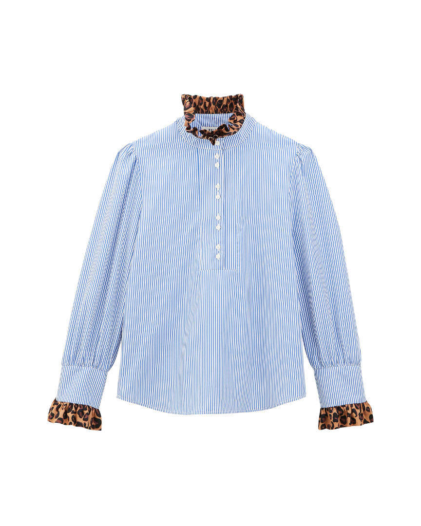 Blouse Source rayures bleu et léopard